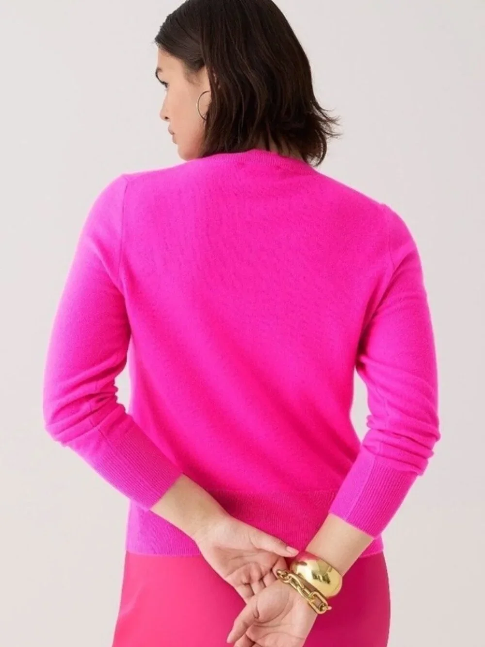 NWT J.Crew BA400 Cashmere Classic-fit Crewneck Sweater in Neon Tulip Pink M
